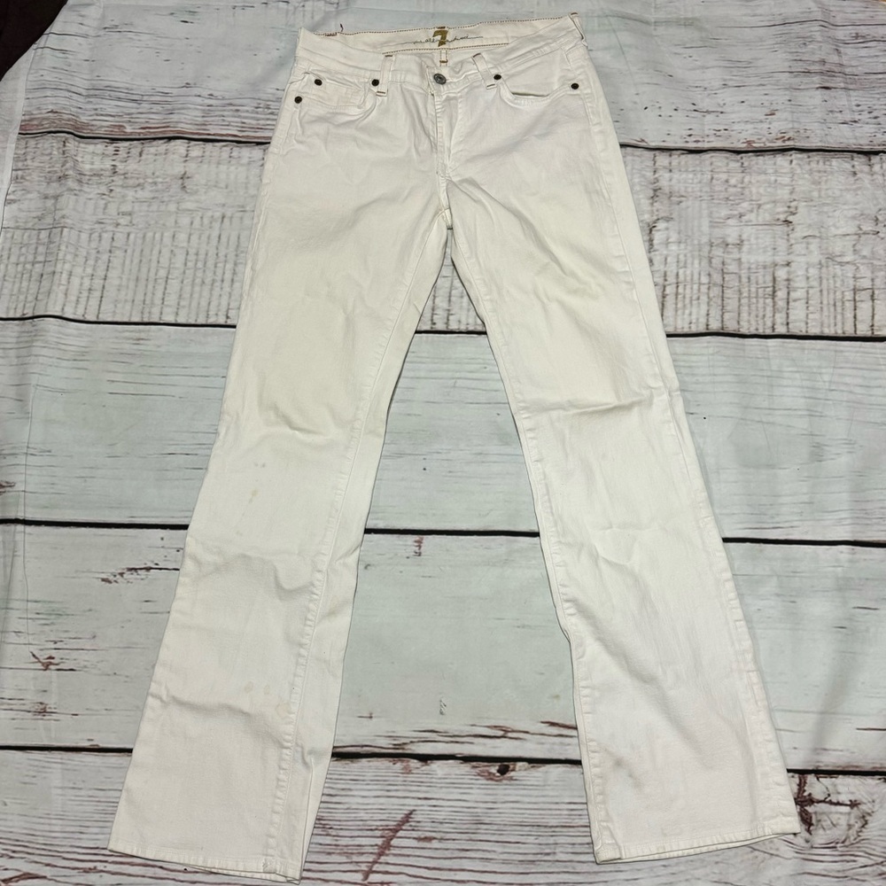 7 FOR ALL MANKIND women’s bootcut denim jeans in size 28 Off White GUC